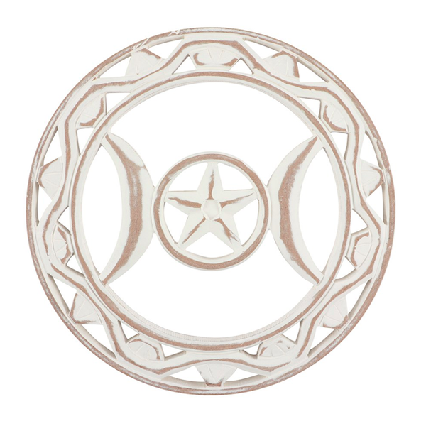 Wooden White Triquetra Wall Plaque